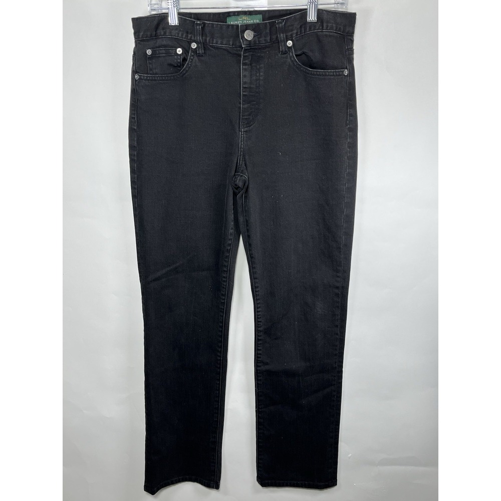 LRL Ralph Lauren Jeans Co Women Size 8 Black Denim Jeans Classic Straight‎ Leg